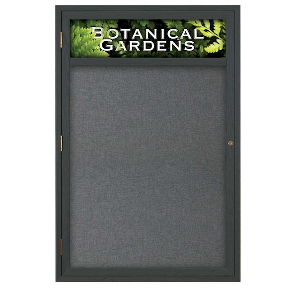 Sliding Glass Door Radius Letterboard, 96"x48", Bronze/Blue Vinyl